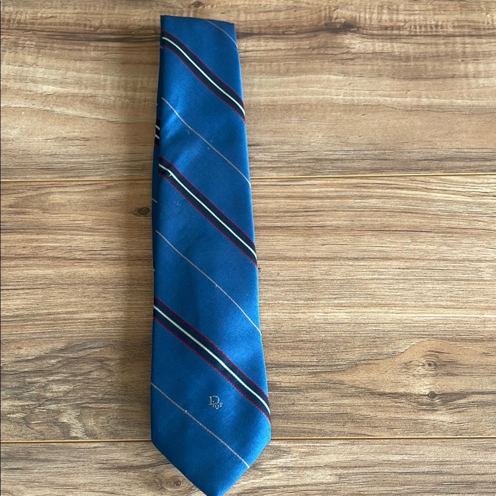 Pre-owned Dior Blue Striped Tie